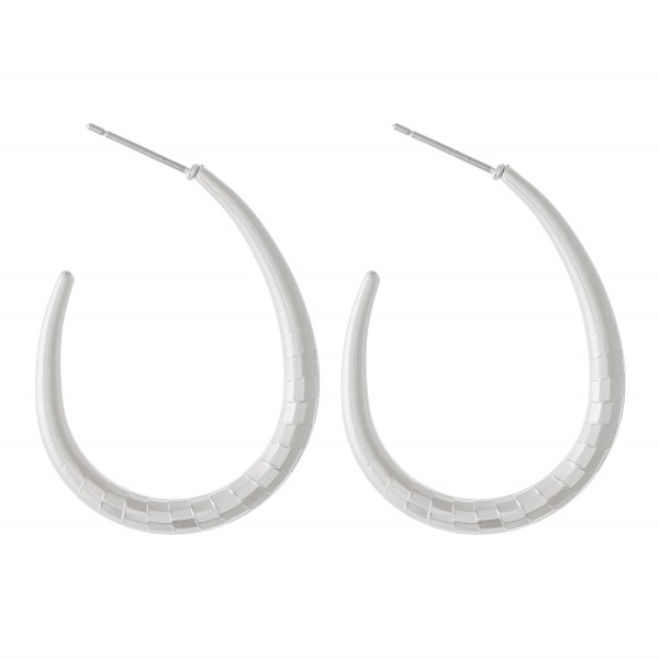 Wholesale textured J Hoop Earrings Matte Finish L