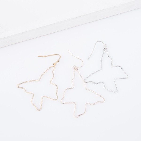 Textured Metal Butterfly Outline Earrings 
- Approximately 2" L