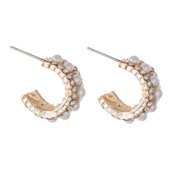 Wholesale short Rhinestone Pearl Beaded Hoop Earrings diameter