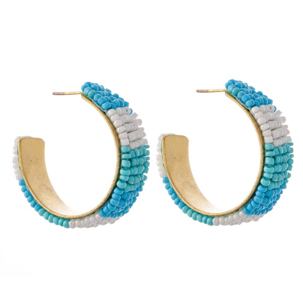 Wholesale seed Beaded Color Block Statement Hoop Earrings Diameter