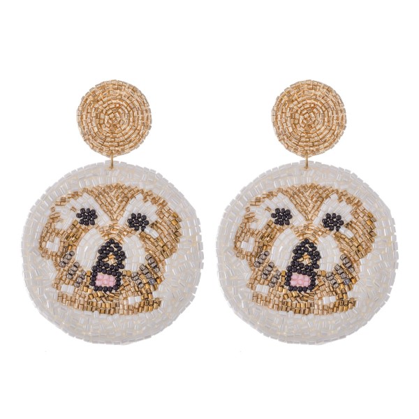 Wholesale oversized Seed Beaded Designer Inspired Dog Felt Drop Earrings L Diame