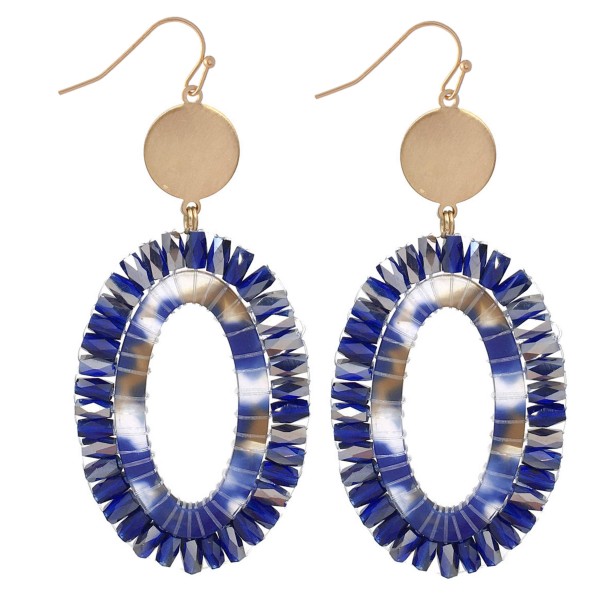 Wholesale faceted Beaded Acrylic Oval Drop Earrings Gold Long