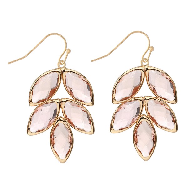 Wholesale crystal Leaf Drop Earrings Gold Long