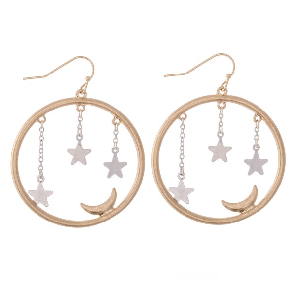 Wholesale two Star Dangle Moon Drop Earrings Diameter
