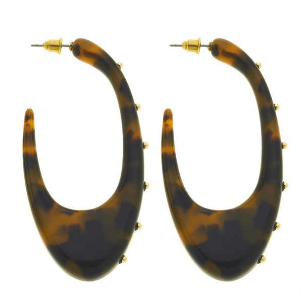 Wholesale acrylic Resin J Hoop Statement Earrings Stud Accents Gold L