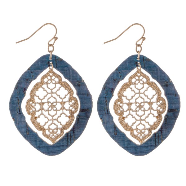 Wholesale nested Filigree Moroccan Cork Drop Earrings Gold Long