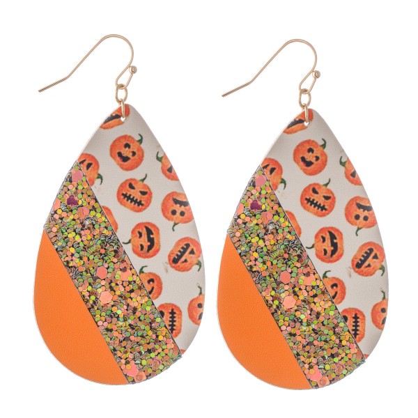 Faux Leather Felt Halloween Glitter Teardrop Earrings.

- Approximately 2.5" L