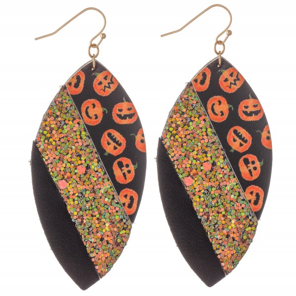 Wholesale faux Leather Halloween Glitter Drop Earrings L
