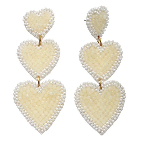 Wholesale beaded Heart Tier Statement Drop Earrings