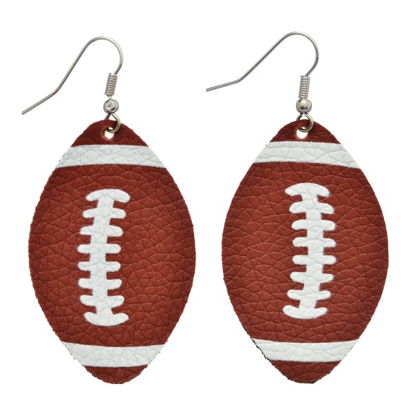 Wholesale faux Leather Game Day Football Drop Earrings