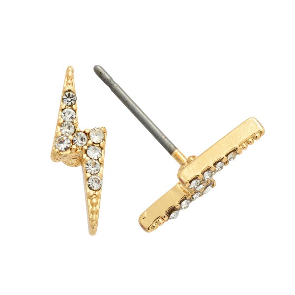 Wholesale dainty Rhinestone Lightning Bolt Stud Earrings cm
