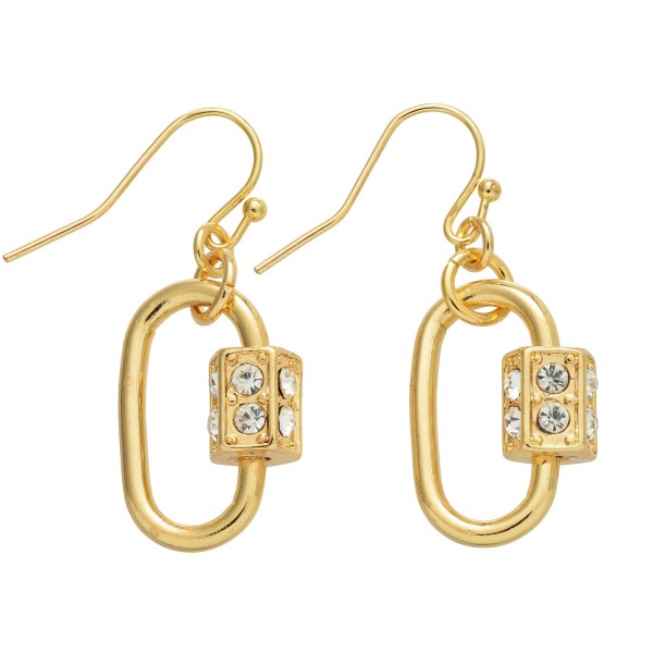 Wholesale crystal Carabiner Drop Earrings Gold