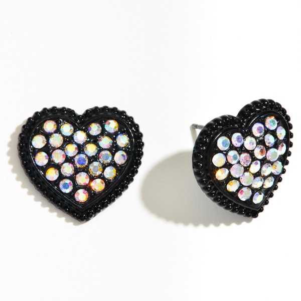 Wholesale metal Rhinestone Heart Stud Earrings