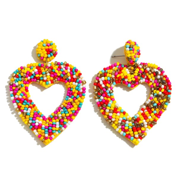 Wholesale seed Beaded Heart Cut Felt Statement Drop Earrings L W