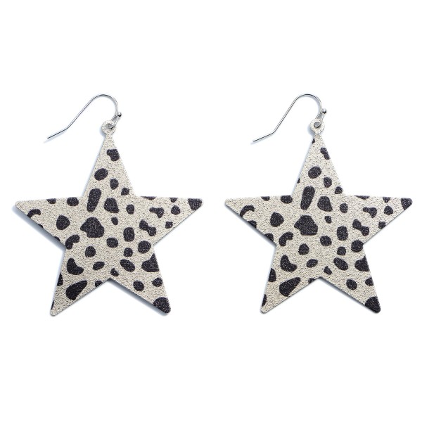 Wholesale shimmery Metal Animal Print Star Drop Earrings