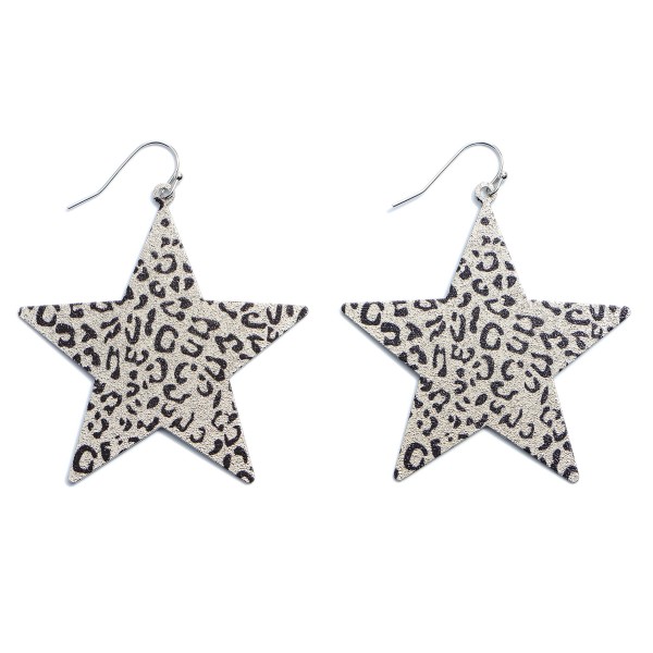 Wholesale shimmery Metal Animal Print Star Drop Earrings