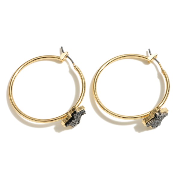 Wholesale texas State Druzy Hoop Earrings Gold Diameter