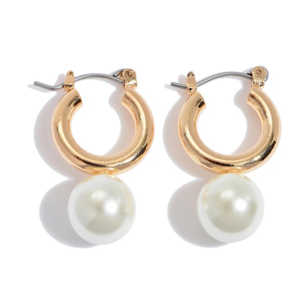 Wholesale ivory Pearl Hoop Earrings Gold Pearl mm Hoop Diameter