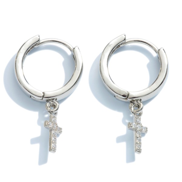 Wholesale pave Cross Huggie Hoop Earrings Hoop Diameter