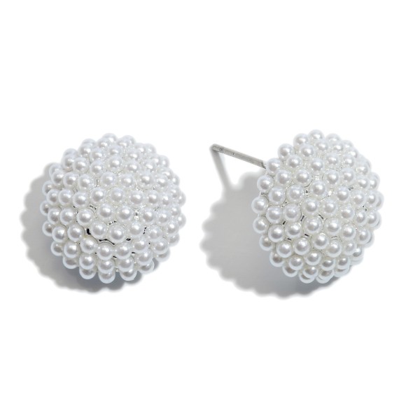 Pearl Button Stud Earrings.

- Approximately .5" in Diameter 