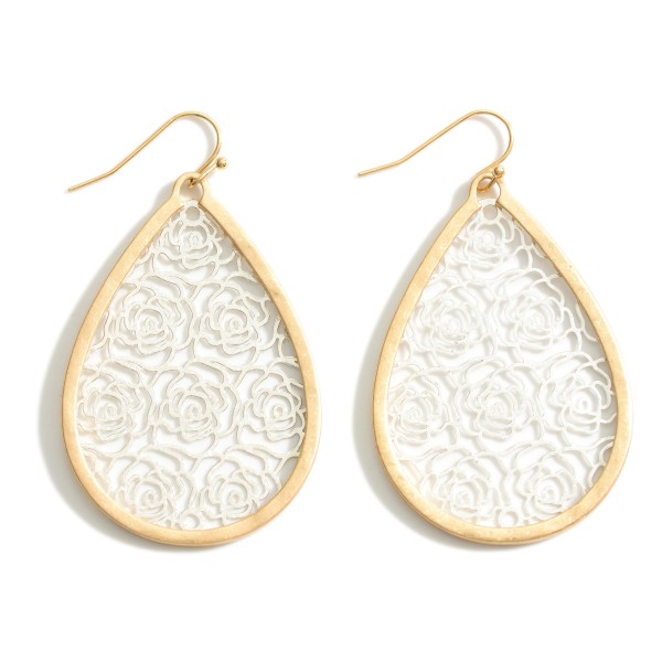 Wholesale metal Teardrop Earrings Floral Filigree Pattern Long