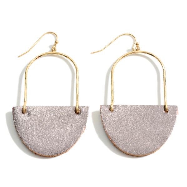 Wholesale gold Metal Drop Earrings Leather Accents Long