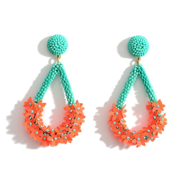 Wholesale beaded Tear Drop Earrings Floral Accents