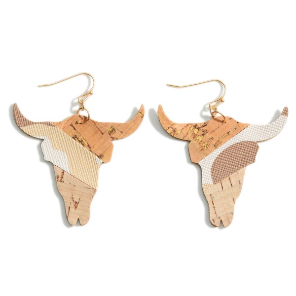 Wholesale leather Bull Earrings Cork Camouflage Accents