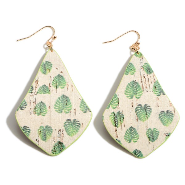 Wholesale cork Drop Earrings Tropical Leaf Accents Long