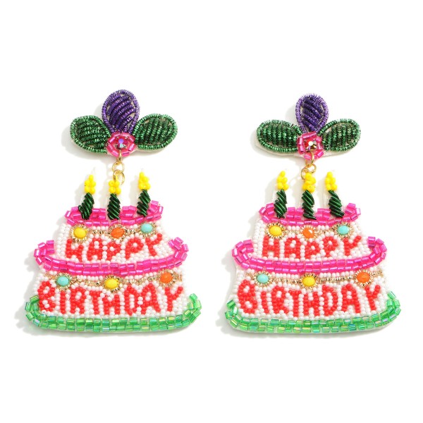 Wholesale beaded Birthday Cake Earrings Say Happy Birthday