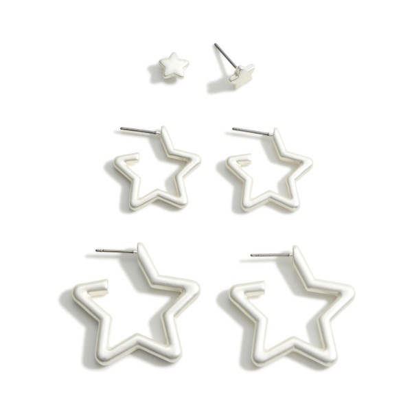 Wholesale set Three Star Earrings Studs Diameter Small Hoops Diameter Large Hoop