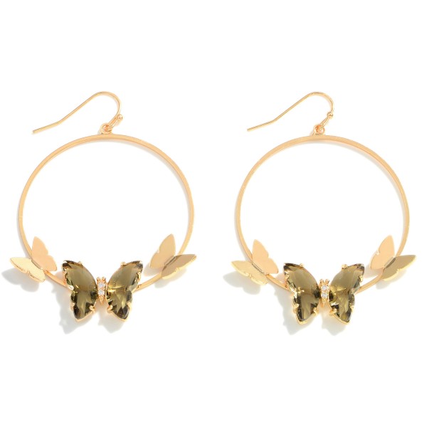 Wholesale gold Drop Earrings Butterfly Accents Long