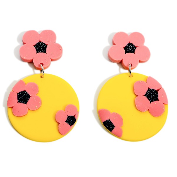 Wholesale clay Polymer Drop Earrings Floral Accents Long