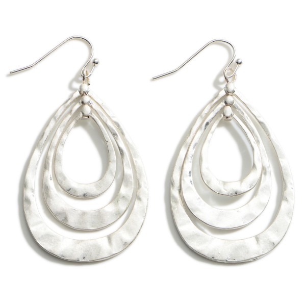 Wholesale hammered Silver Teardrop Earrings Long