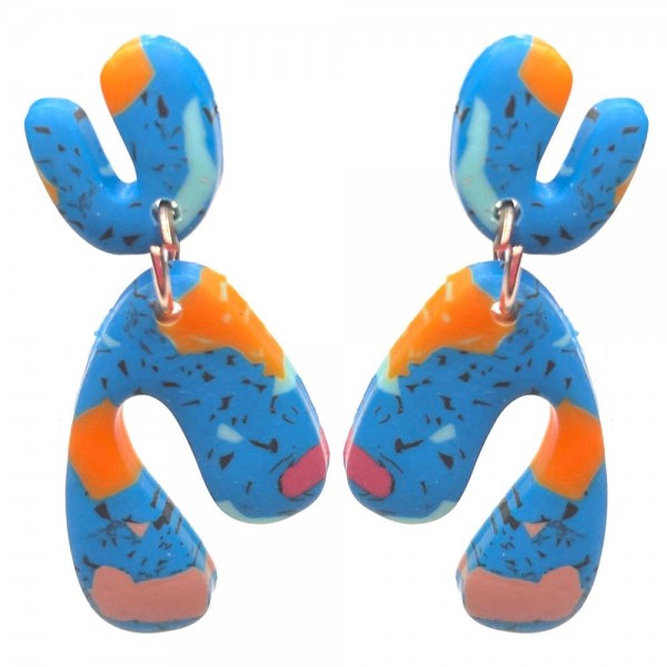 Polymer Clay Drop Earrings Featuring Multi-Color Accents. 

- Approximately 1.5" Long