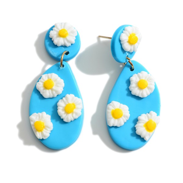 Polymer Clay Drop Earrings Featuring Flower Accents.

- Approximately 2" in Length