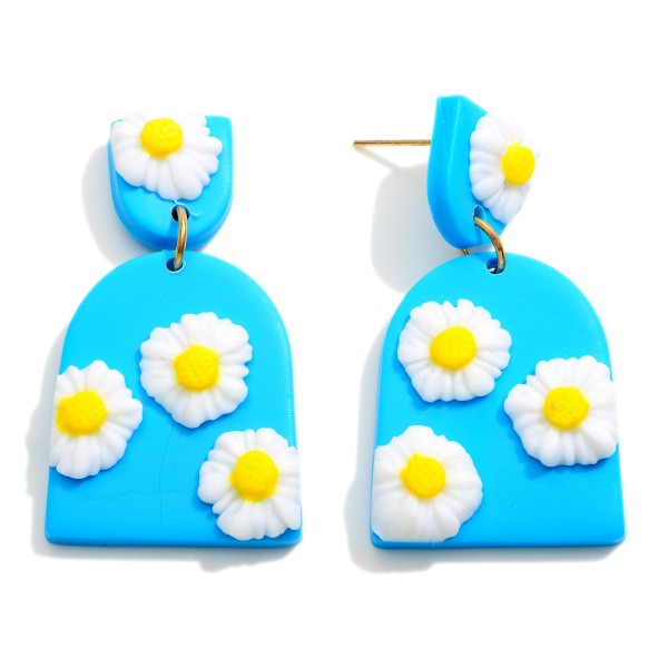 Polymer Clay Drop Earrings Featuring Flower Accents.

- Approximately 2" in Length