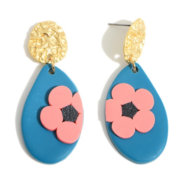 Polymer Clay Drop Earrings Featuring Flower Accents.

- Approximately 2.25" in Length