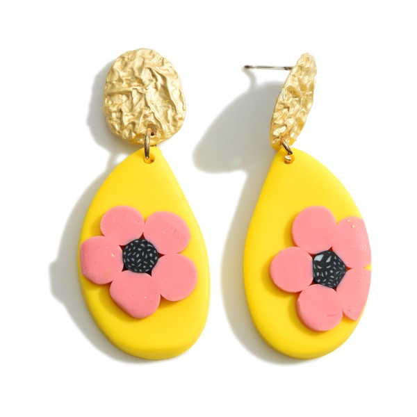 Polymer Clay Drop Earrings Featuring Flower Accents.

- Approximately 2.25" in Length