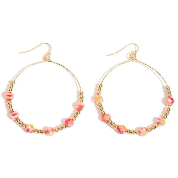 Wholesale beaded Drop Earrings Gold Details Long