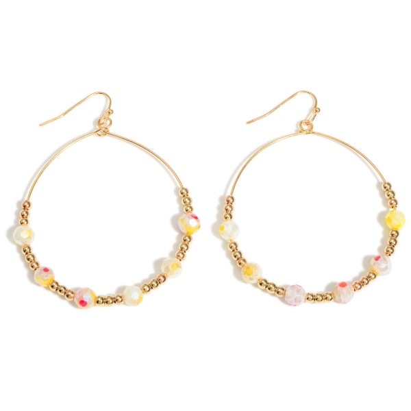 Beaded Drop Earrings Featuring Gold Details. 

- Approximately 2.5" Long