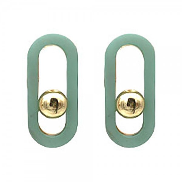 Wholesale oval Resin Earrings Gold Accents Long