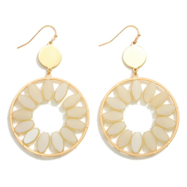 Gold Circular Drop Earrings Featuring Beaded Accents

- Approximately 2.75" L