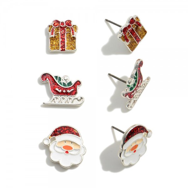 Wholesale christmas stud earring set three pairs
