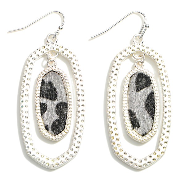 Wholesale silver Leopard Print Drop Earrings Long