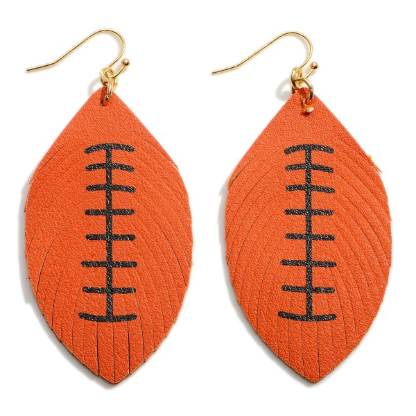 Wholesale faux Leather Football Drop Earrings Feathered Accents