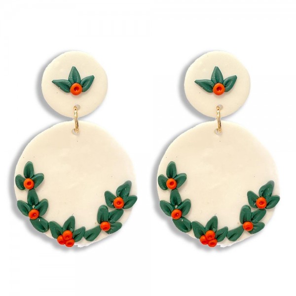 Wholesale christmas Polymer Clay Drop Earrings Poinsettia Detail