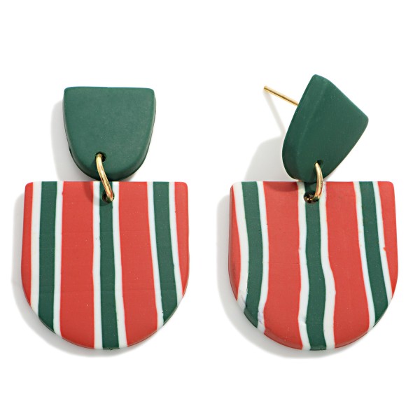 Wholesale christmas Stripes Polymer Clay Drop Earring