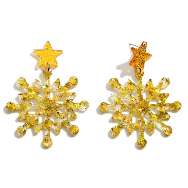 Wholesale statement Glitter Resin Snowflake Earring