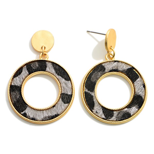 Wholesale gold Animal Print Hoop Drop Earrings Long